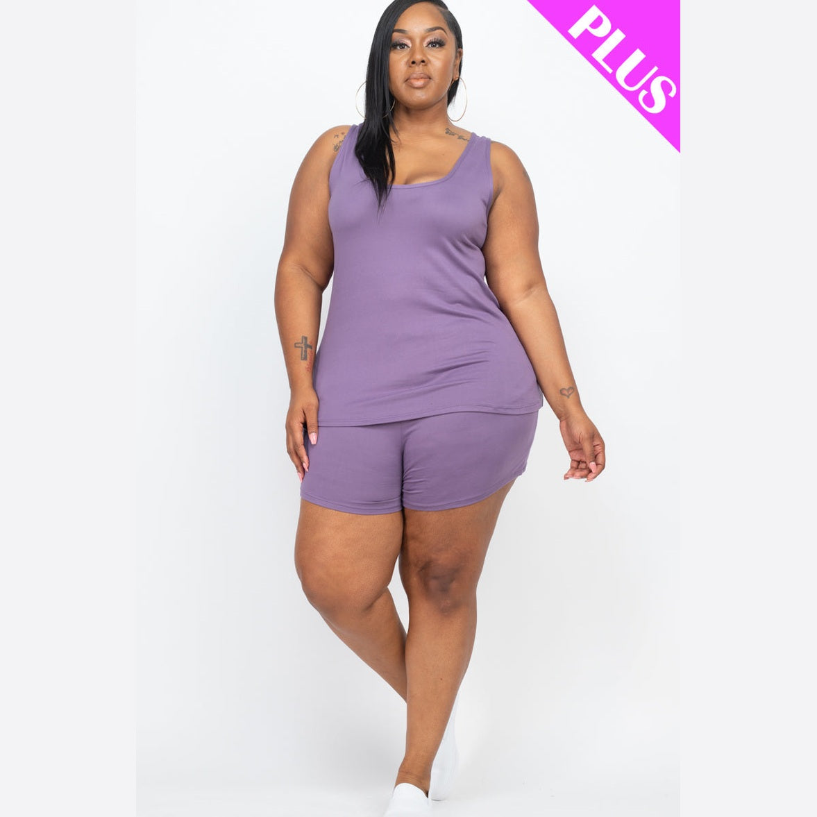 Plus Comfy Tank Top & Shorts Set