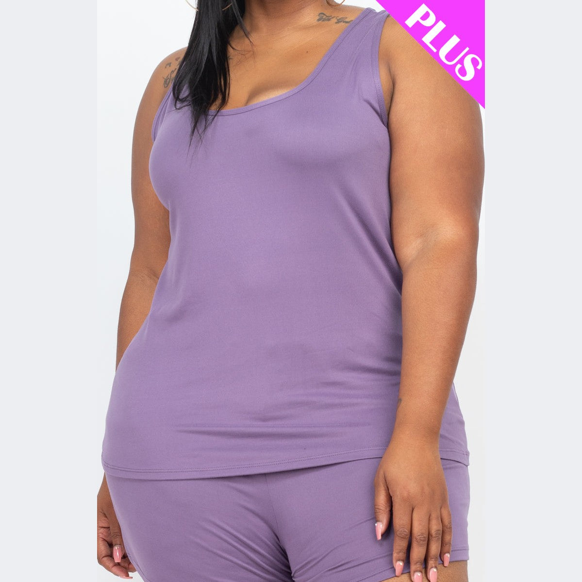 Plus Comfy Tank Top & Shorts Set