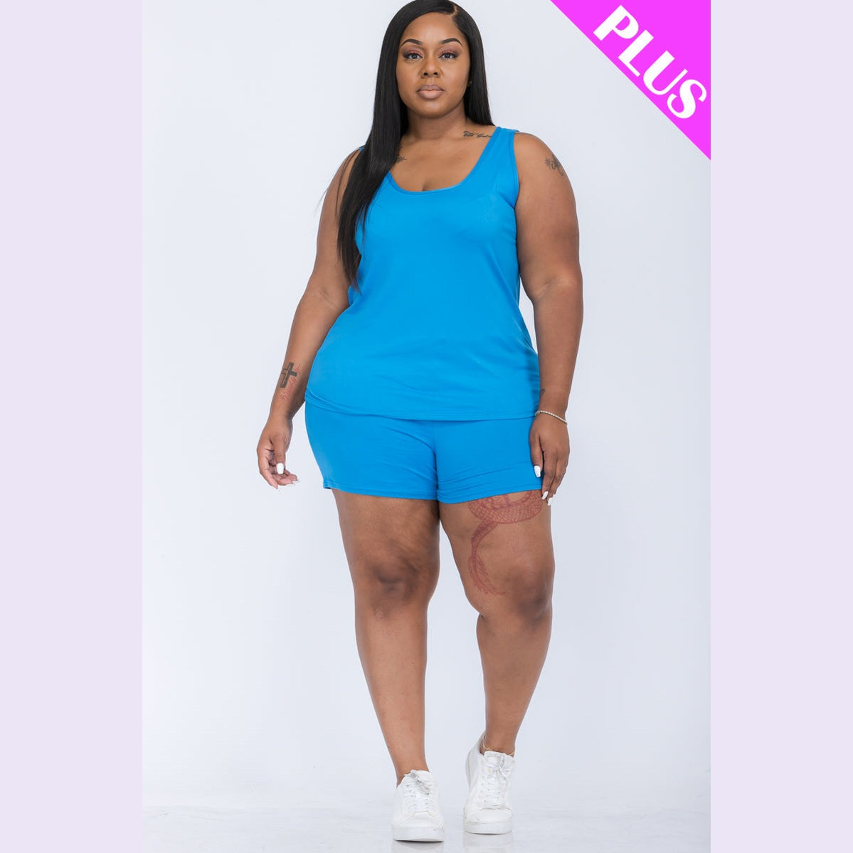 Plus Comfy Tank Top & Shorts Set