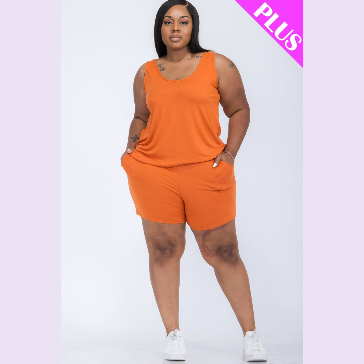 Plus Comfy Tank Top & Shorts Set