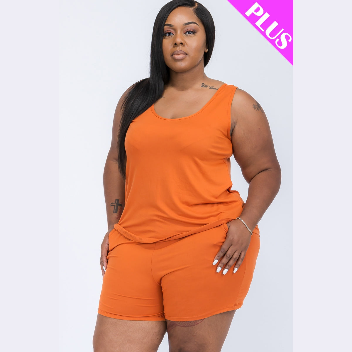 Plus Comfy Tank Top & Shorts Set