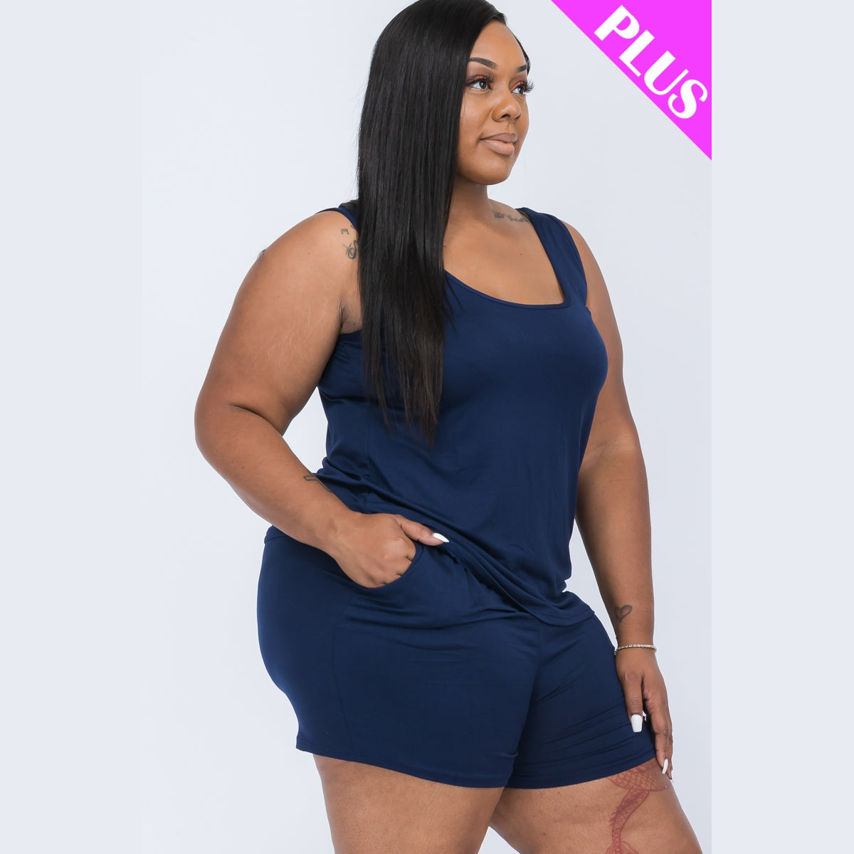 Plus Comfy Tank Top & Shorts Set