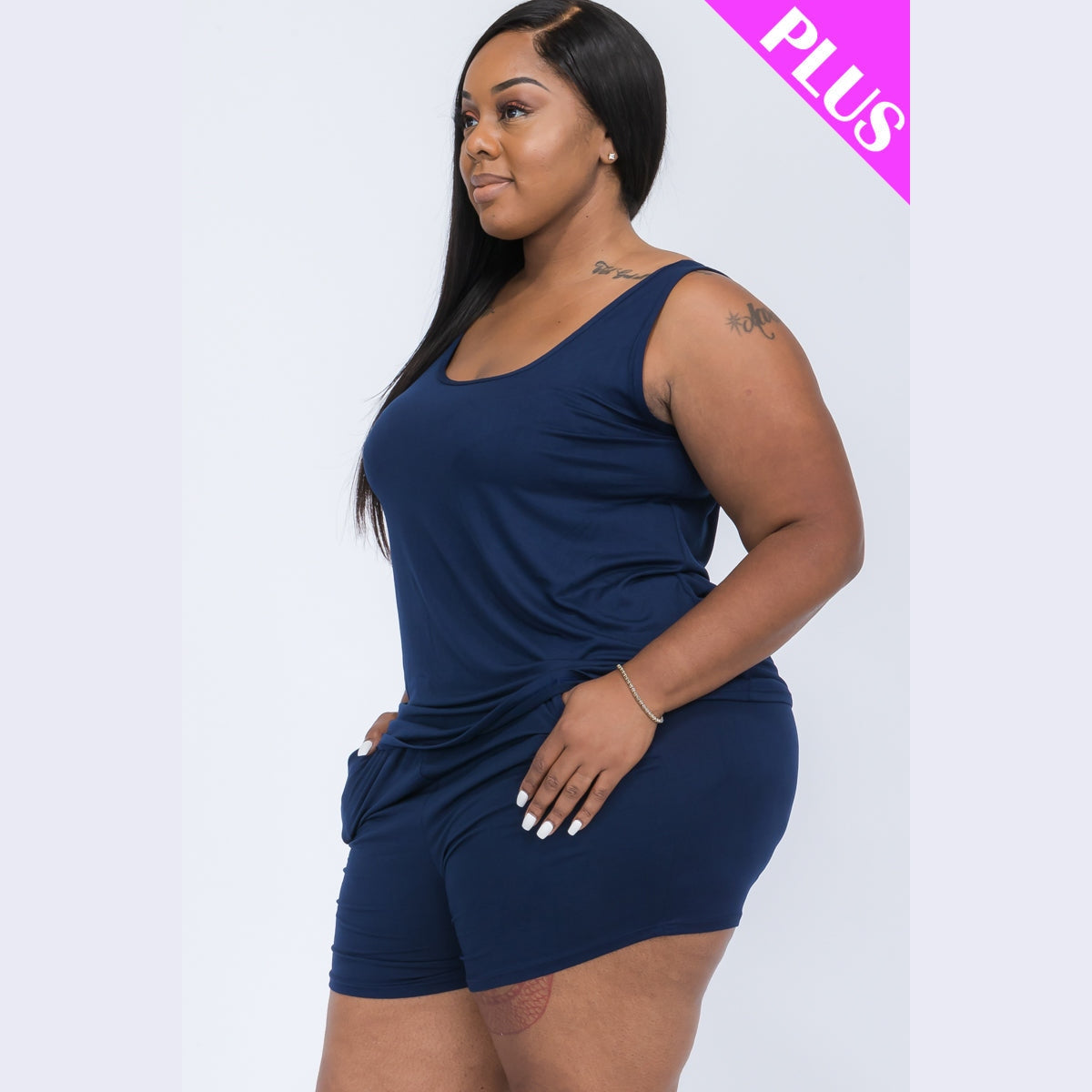 Plus Comfy Tank Top & Shorts Set