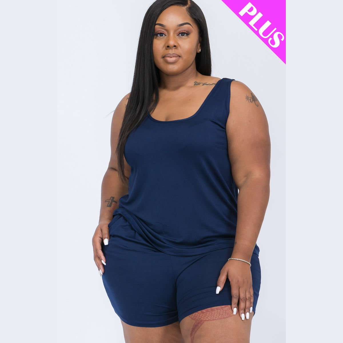 Plus Comfy Tank Top & Shorts Set