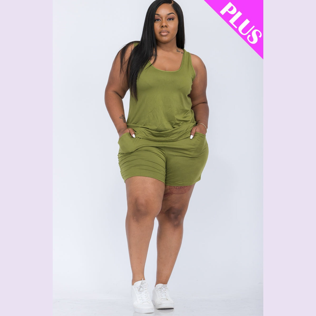 Plus Comfy Tank Top & Shorts Set