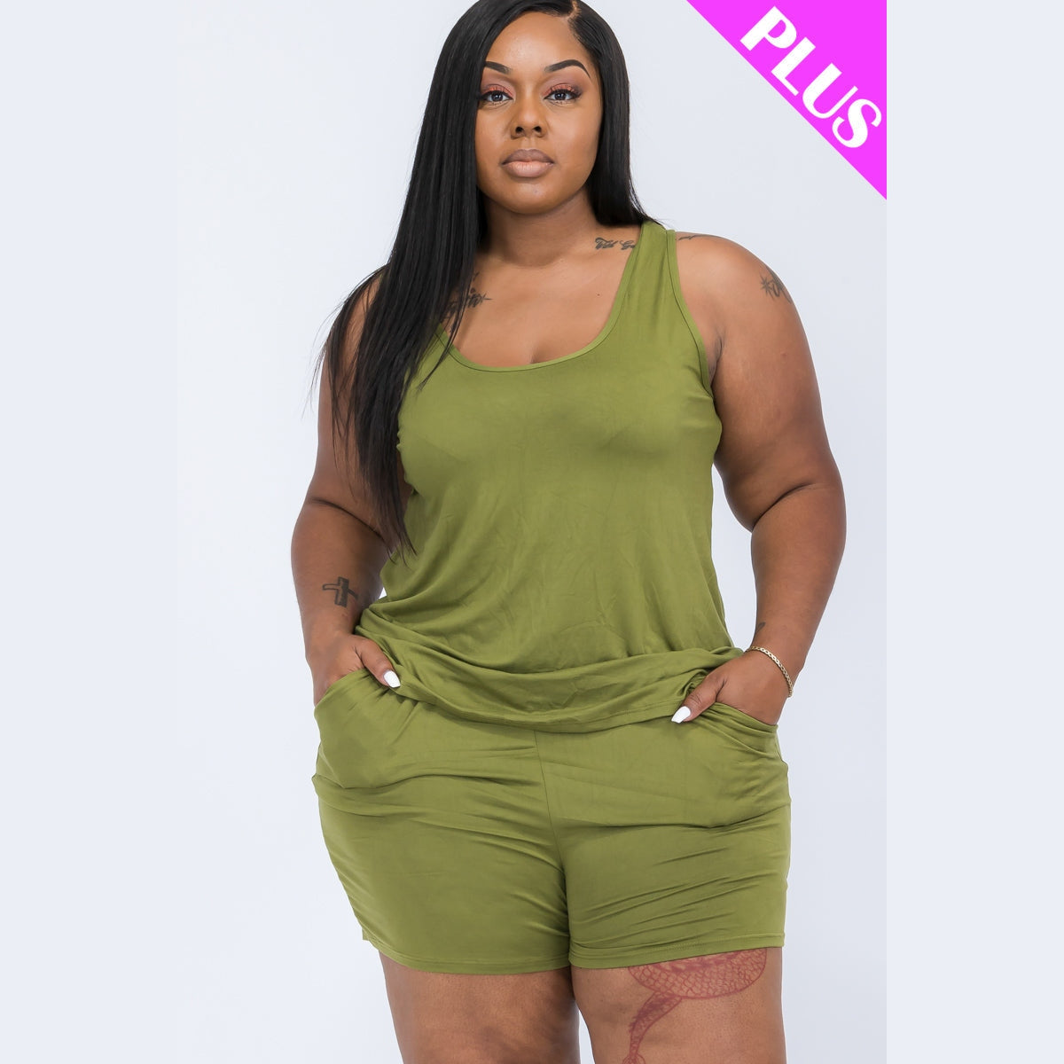 Plus Comfy Tank Top & Shorts Set