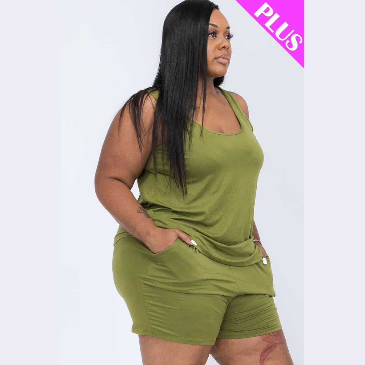 Plus Comfy Tank Top & Shorts Set