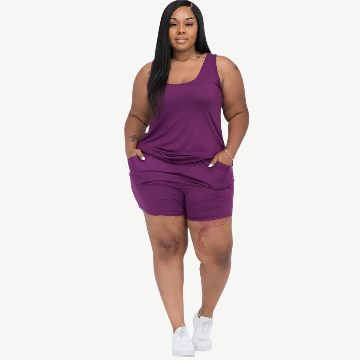 Plus Comfy Tank Top & Shorts Set