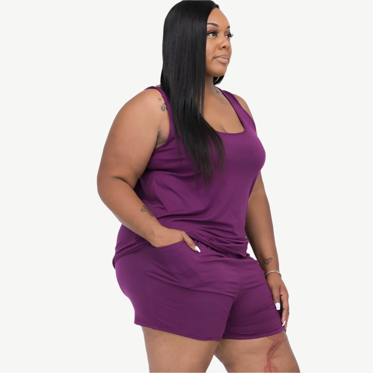 Plus Comfy Tank Top & Shorts Set