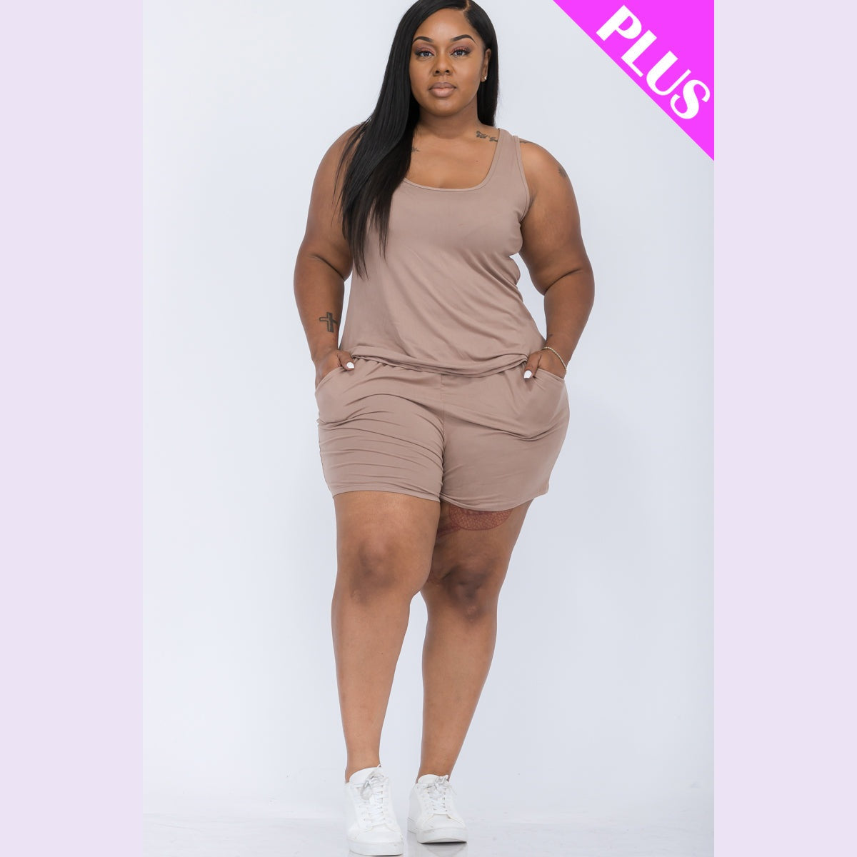 Plus Comfy Tank Top & Shorts Set