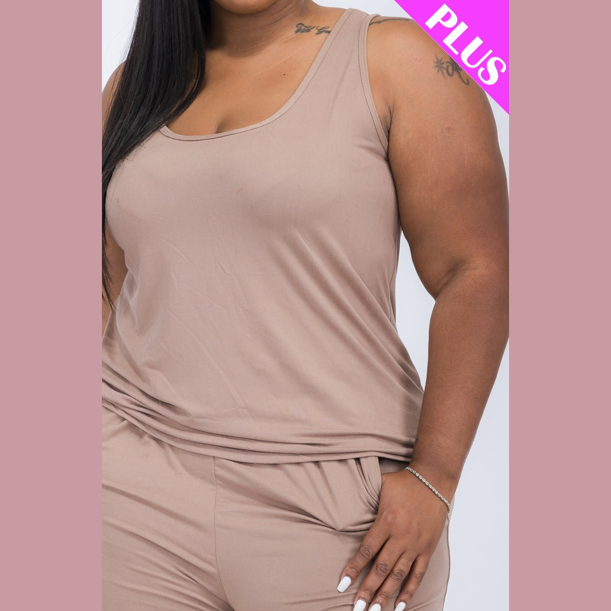 Plus Comfy Tank Top & Shorts Set