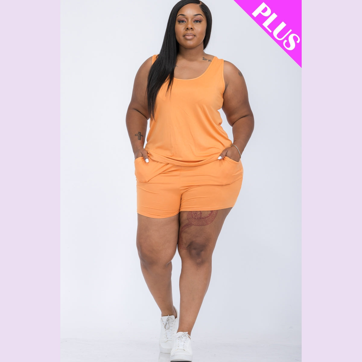 Plus Comfy Tank Top & Shorts Set