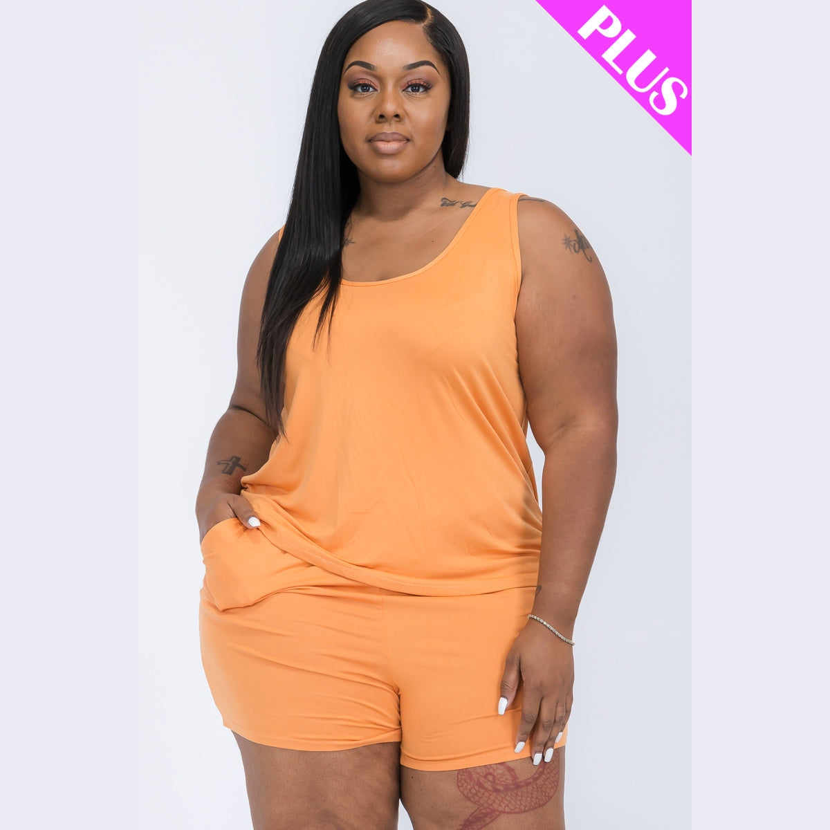 Plus Comfy Tank Top & Shorts Set