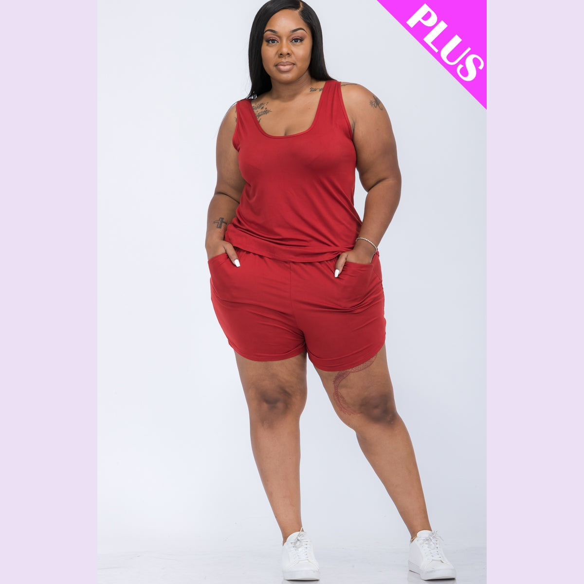 Plus Comfy Tank Top & Shorts Set