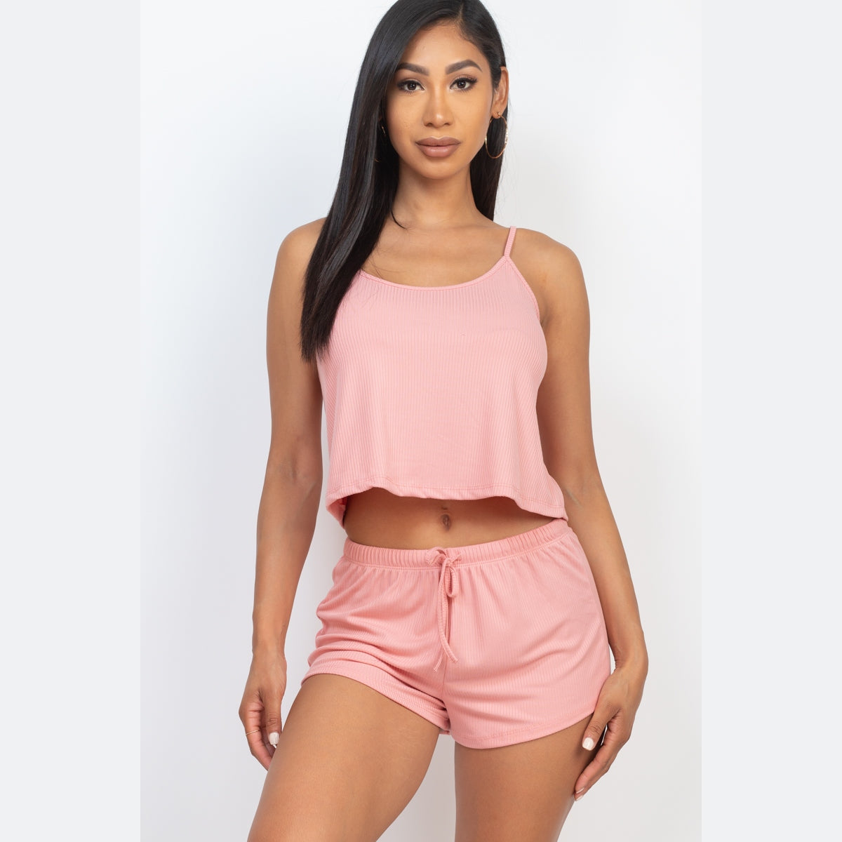 Ribbed Strappy Top & Shorts Set