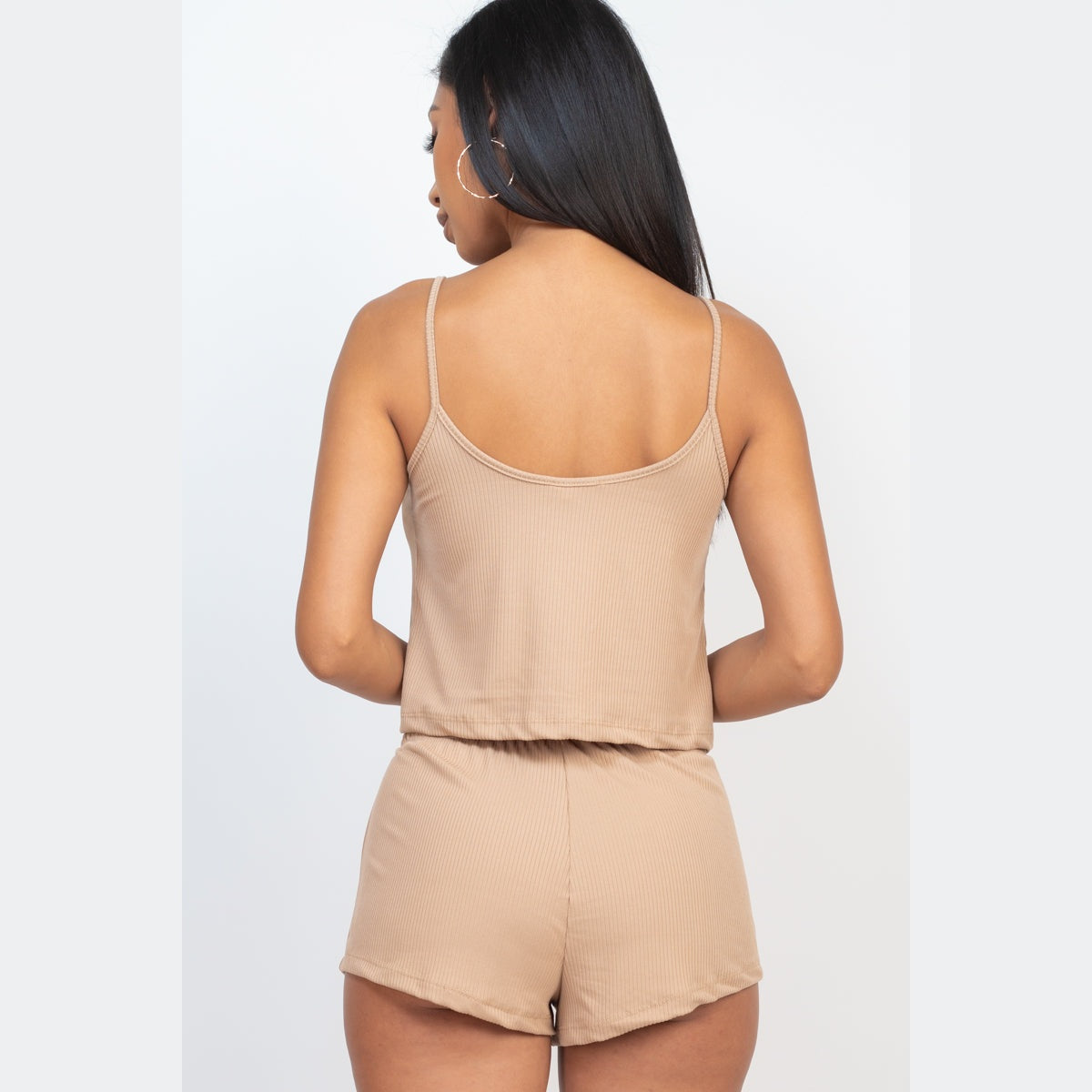 Ribbed Strappy Top & Shorts Set