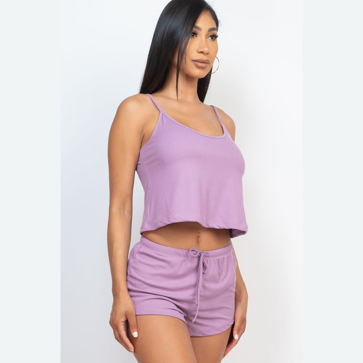Ribbed Strappy Top & Shorts Set