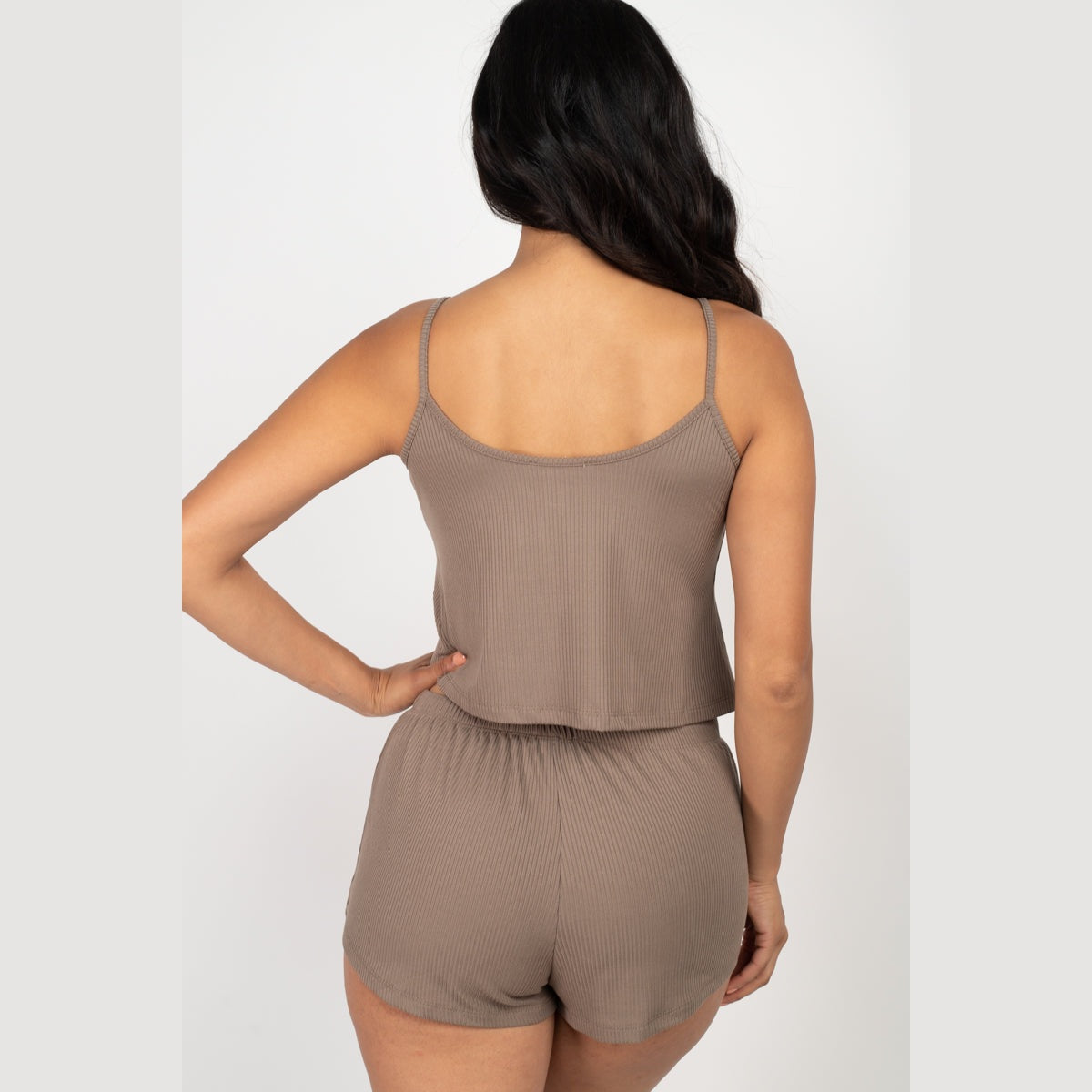 Ribbed Strappy Top & Shorts Set