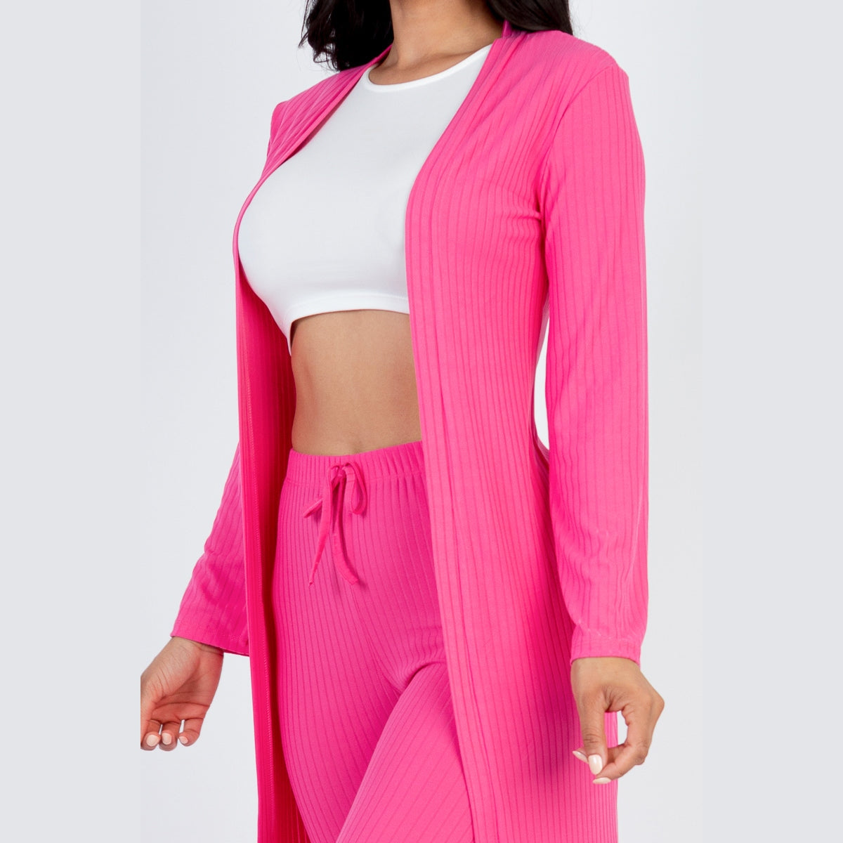 Ribbed Long Cardigan & Leggings Set