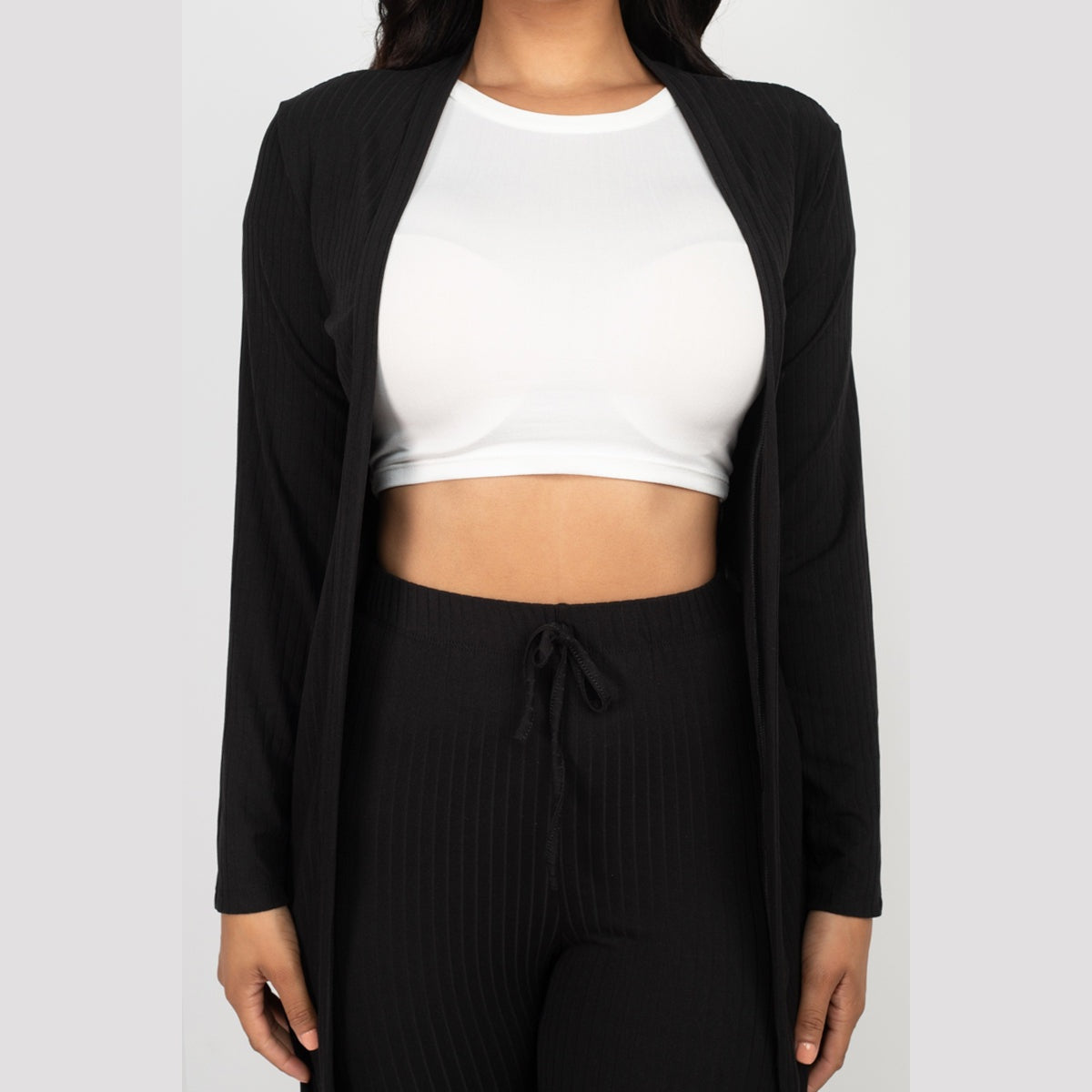 Ribbed Long Cardigan & Leggings Set