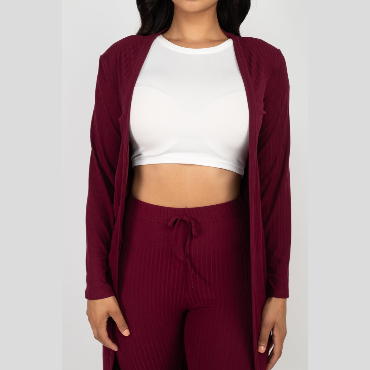 Ribbed Long Cardigan & Leggings Set