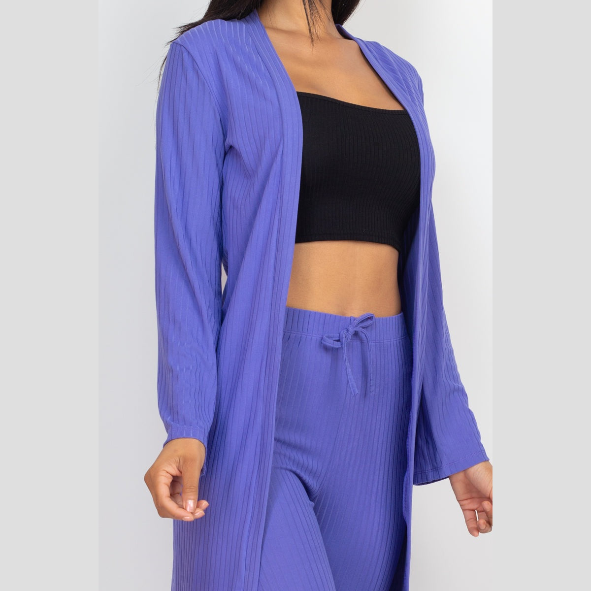 Ribbed Long Cardigan & Leggings Set