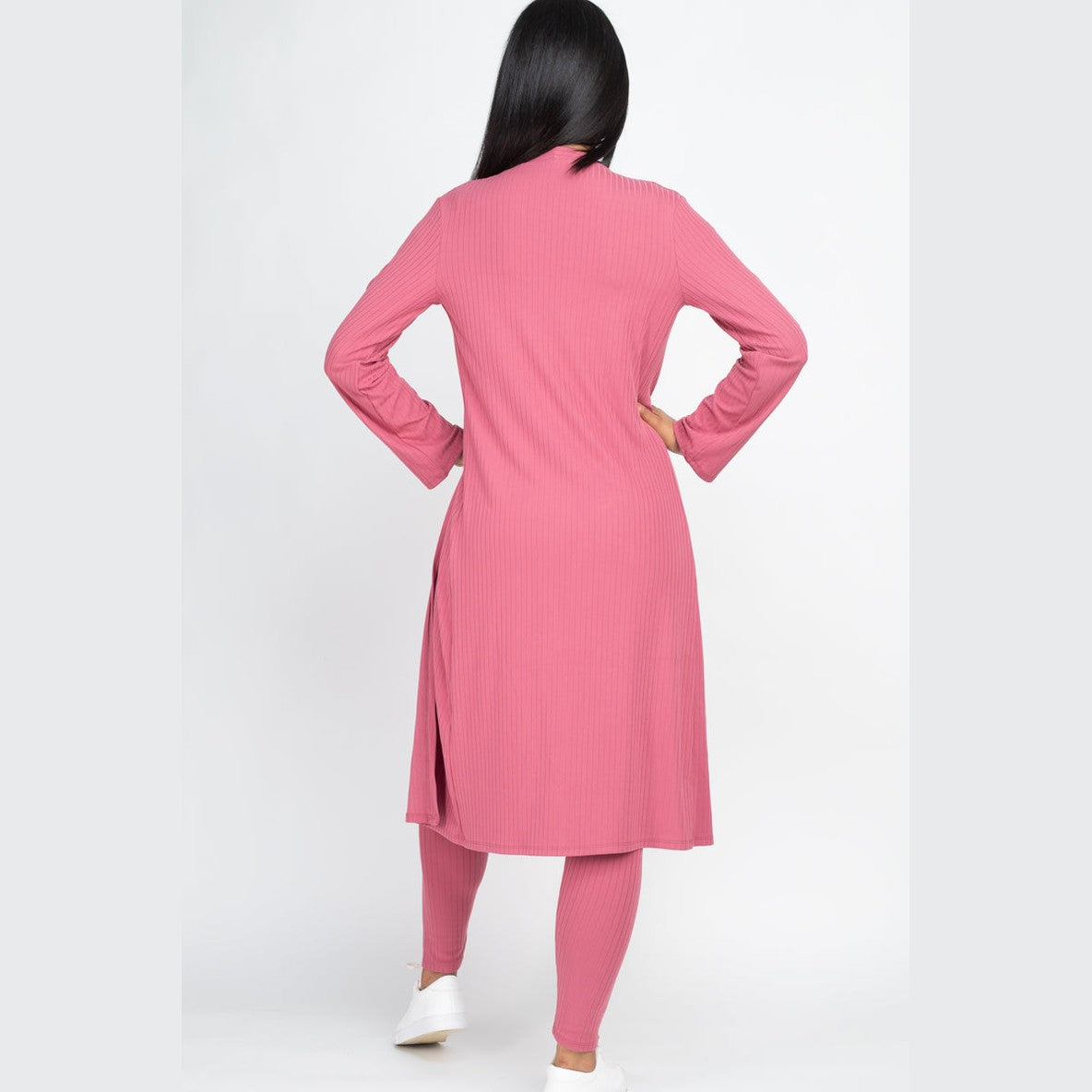 Ribbed Long Cardigan & Leggings Set