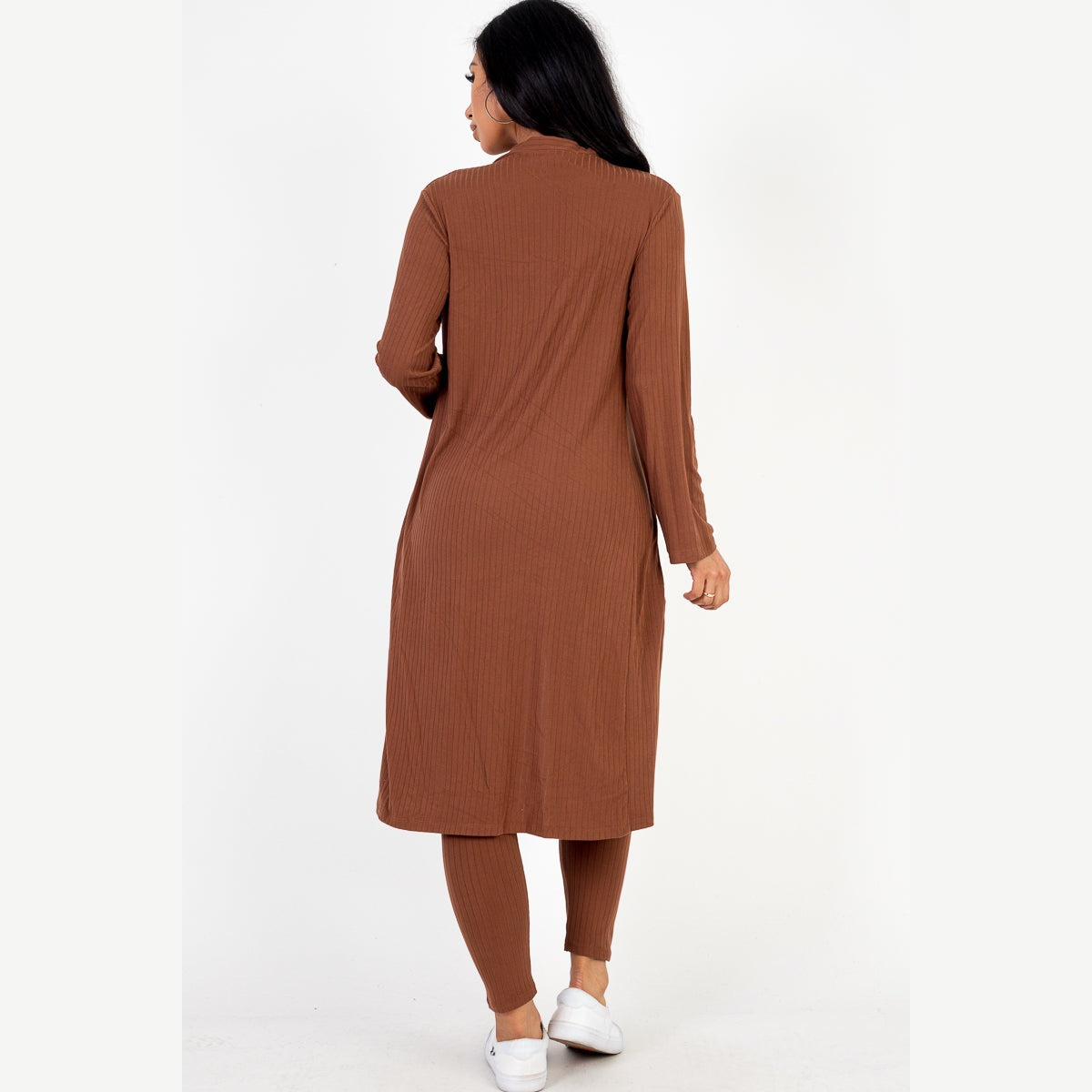 Ribbed Long Cardigan & Leggings Set
