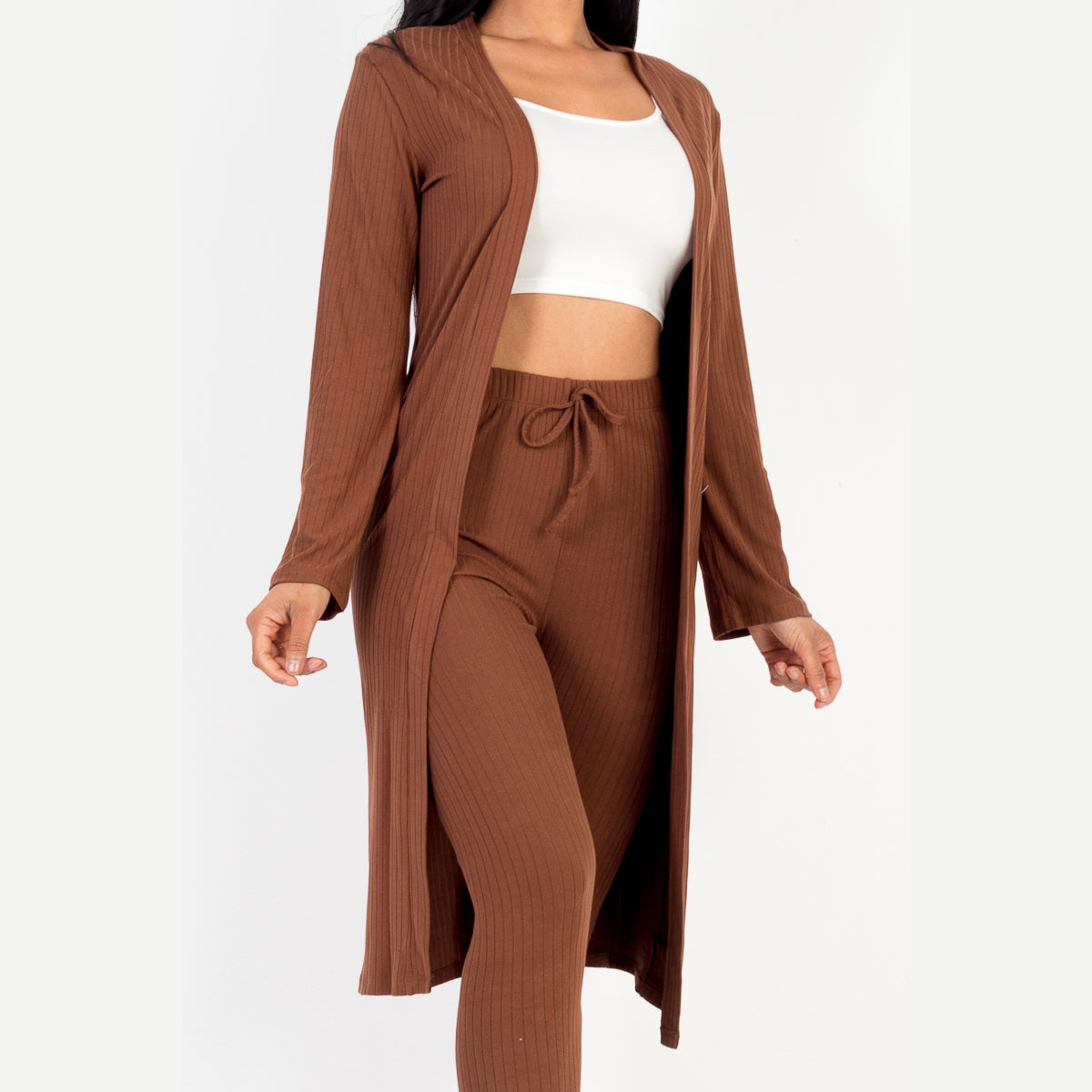 Ribbed Long Cardigan & Leggings Set