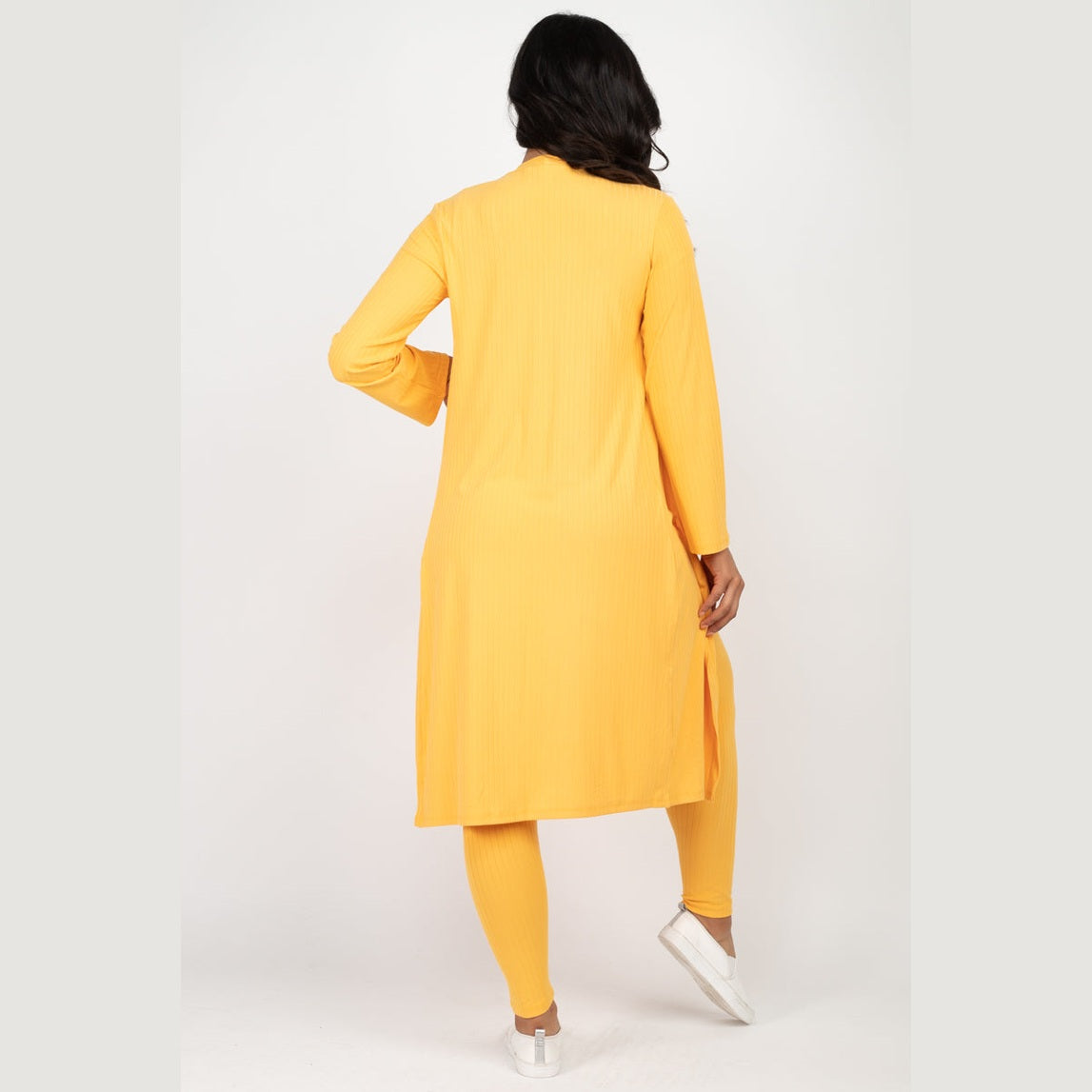 Ribbed Long Cardigan & Leggings Set
