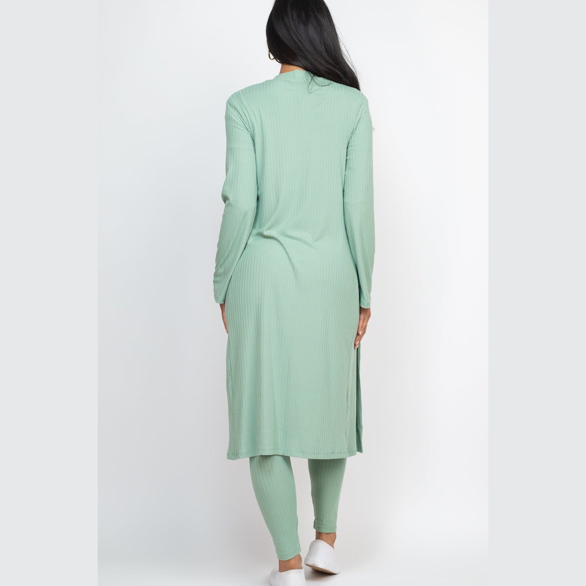Ribbed Long Cardigan & Leggings Set