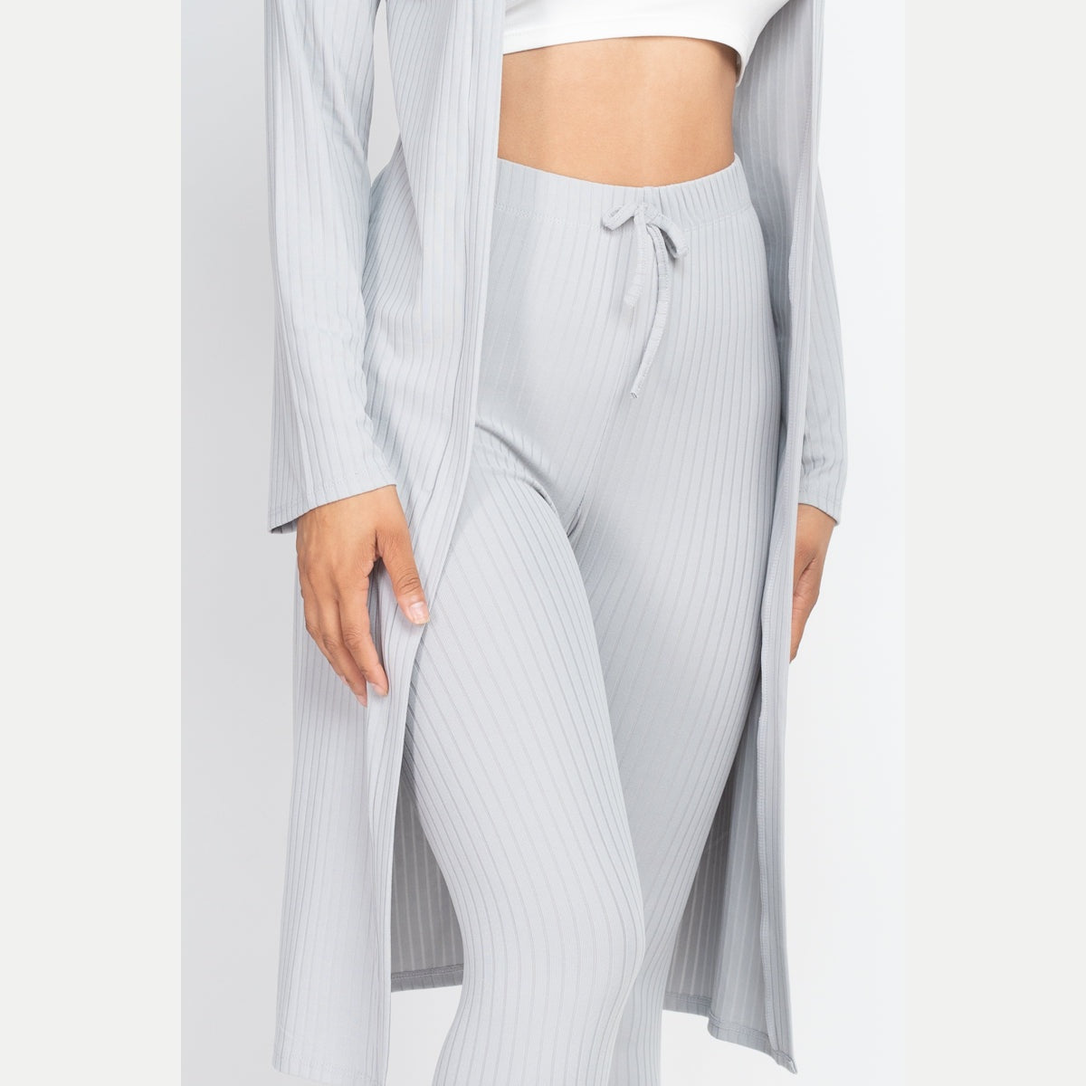 Ribbed Long Cardigan & Leggings Set