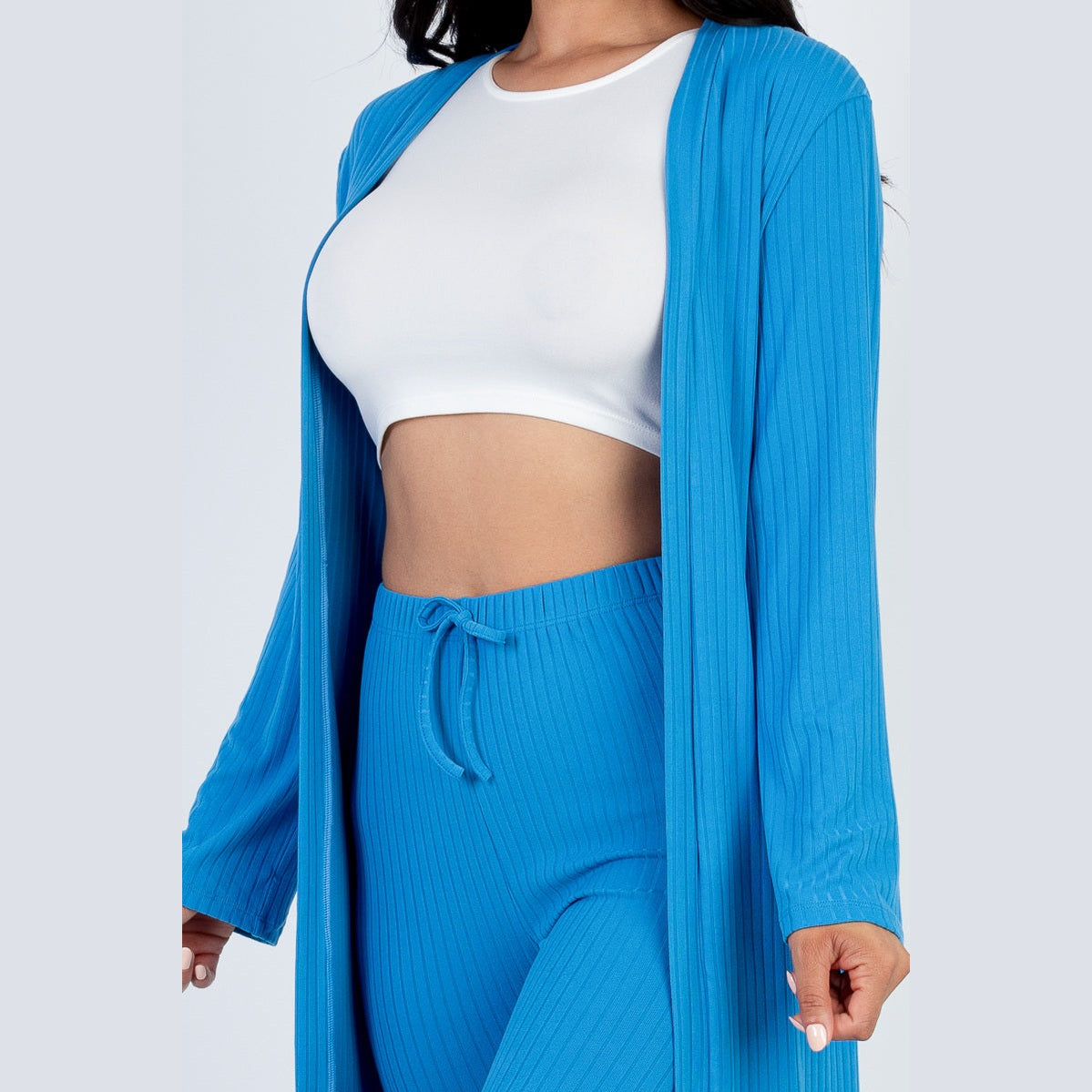 Ribbed Long Cardigan & Leggings Set