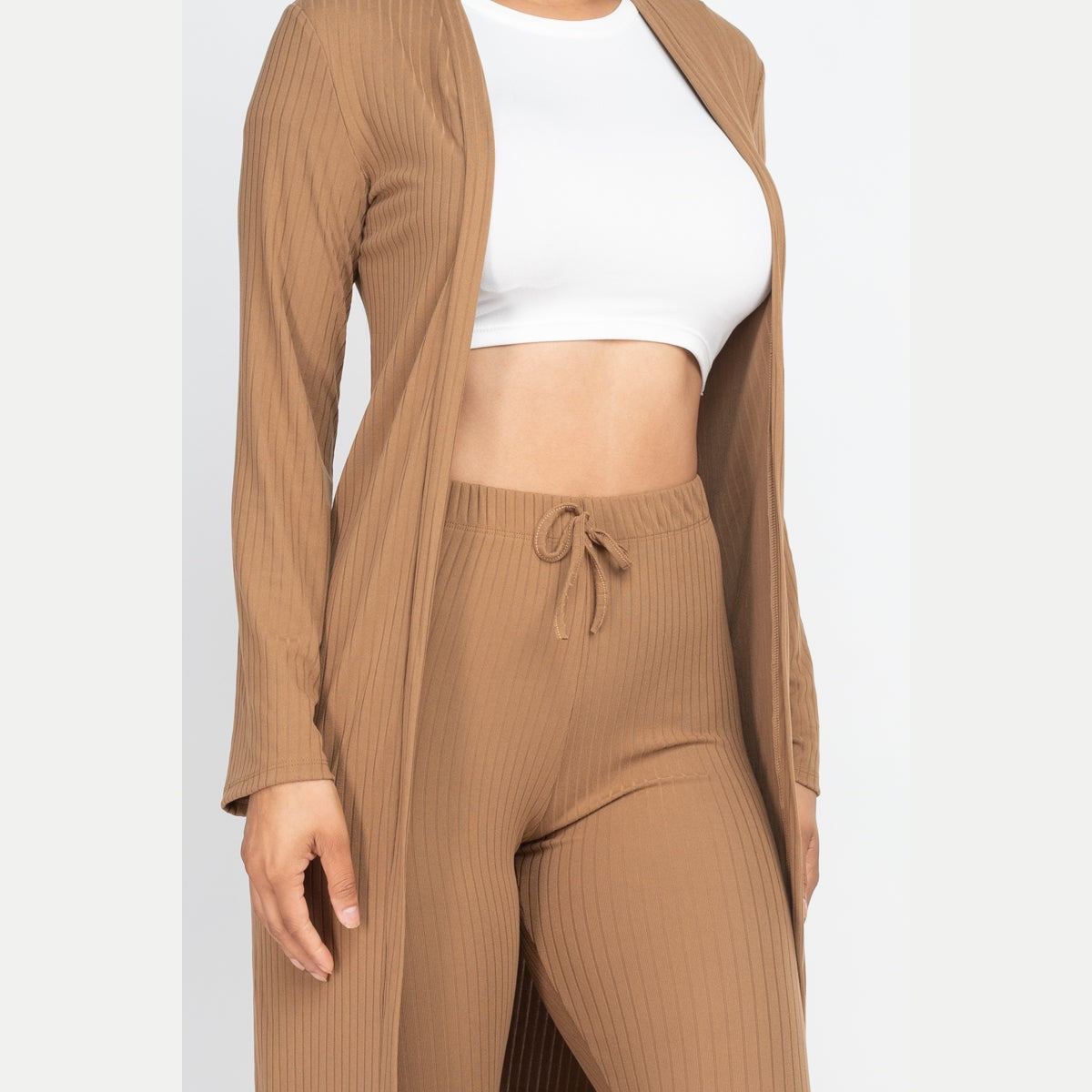 Ribbed Long Cardigan & Leggings Set