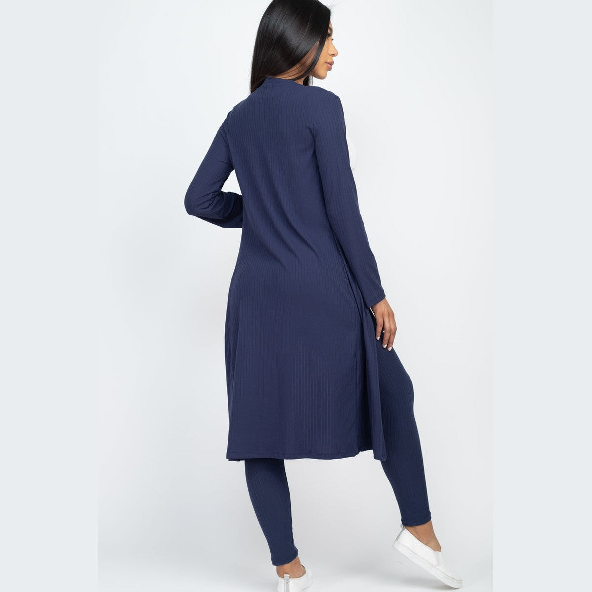 Ribbed Long Cardigan & Leggings Set