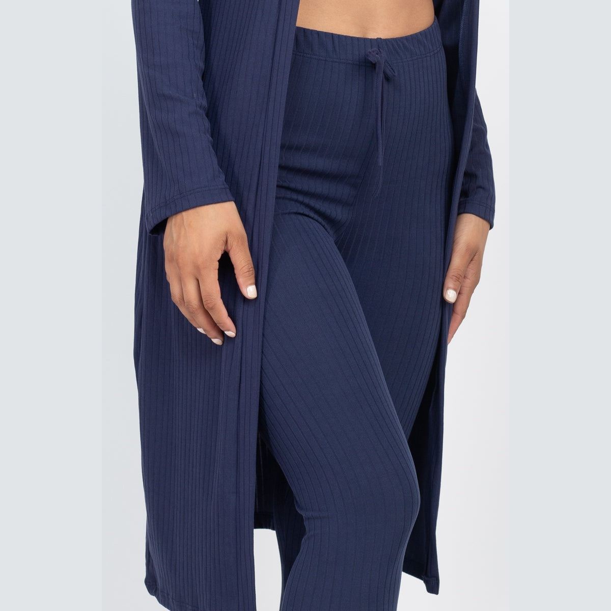 Ribbed Long Cardigan & Leggings Set