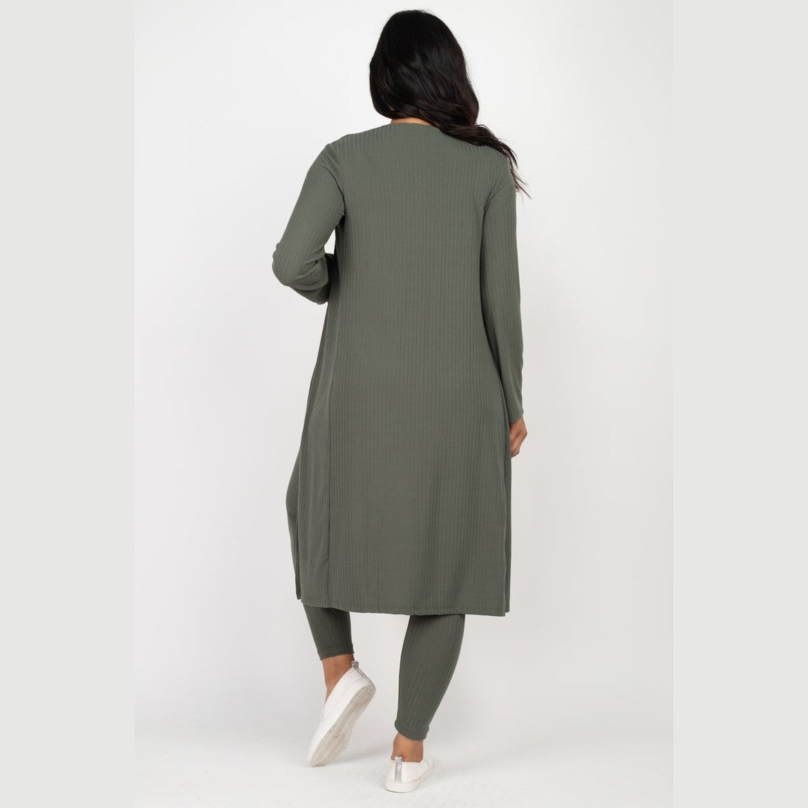 Ribbed Long Cardigan & Leggings Set