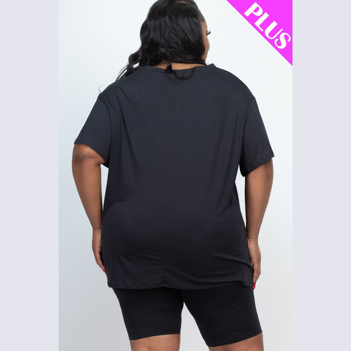 Plus Size Loose Fit Top Biker Shorts Set