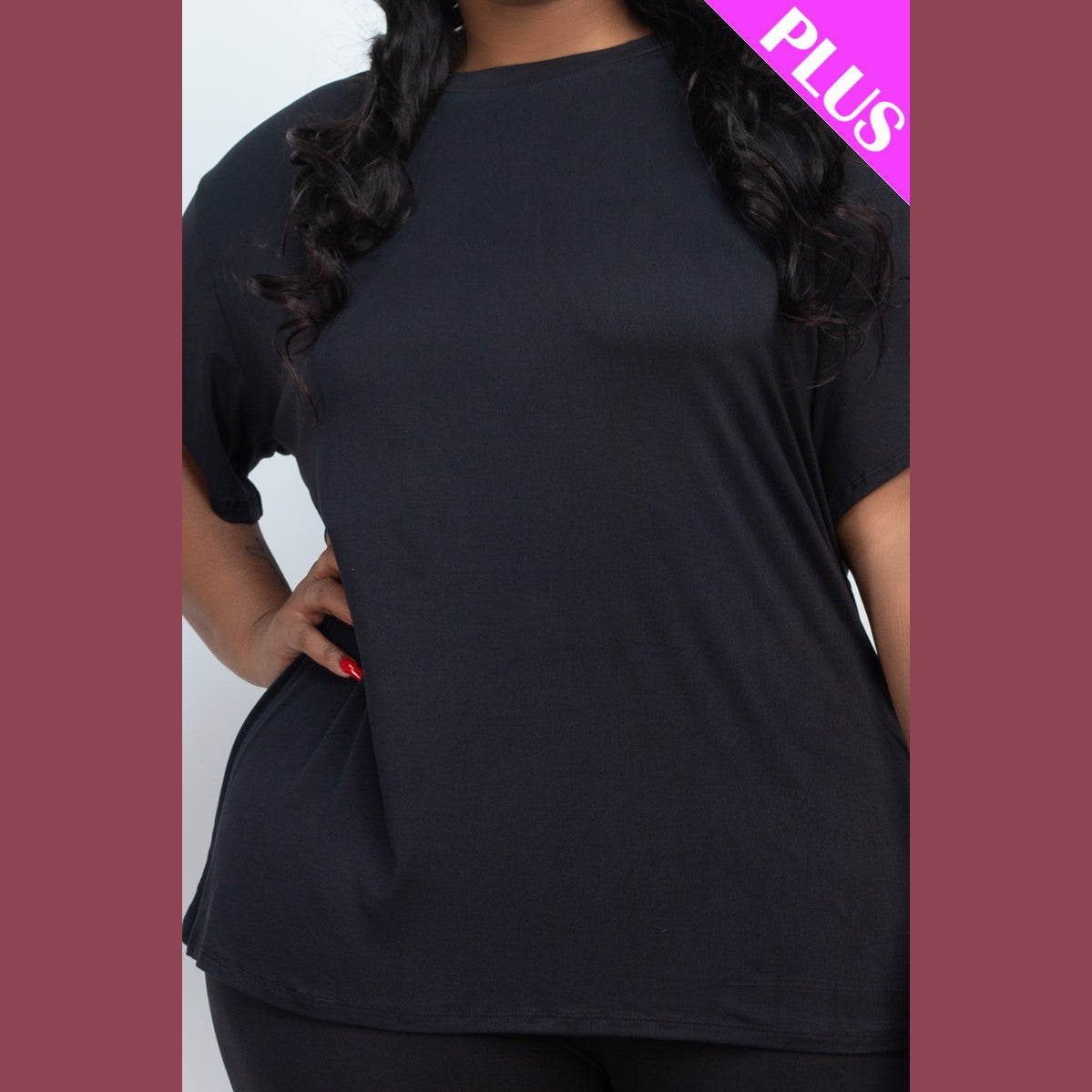 Plus Size Loose Fit Top Biker Shorts Set