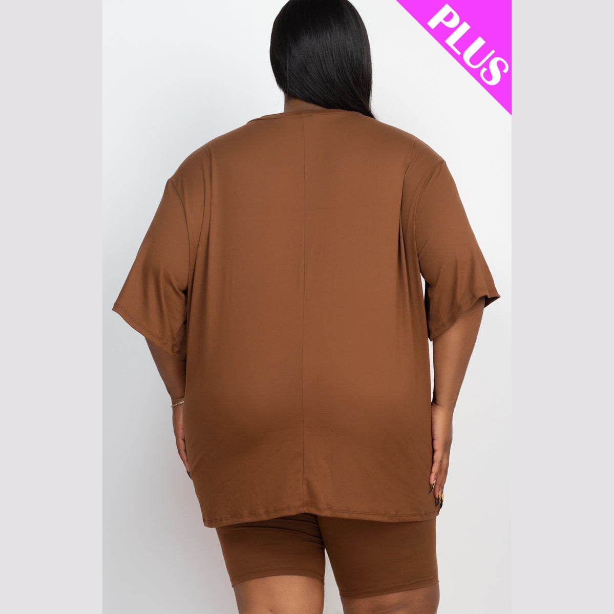 Plus Size Loose Fit Top Biker Shorts Set
