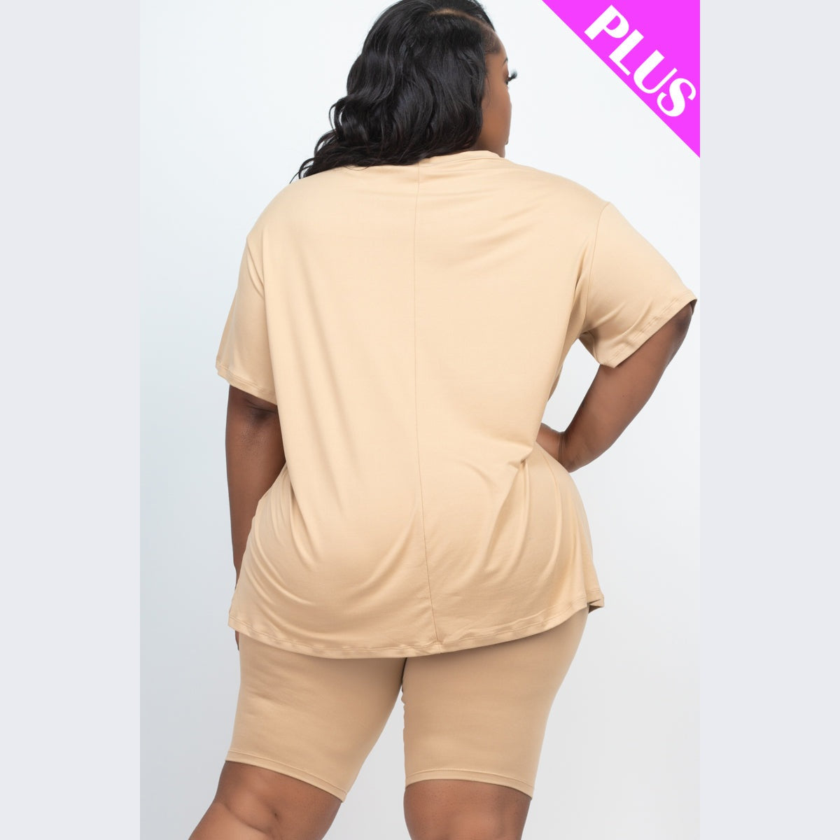 Plus Size Loose Fit Top Biker Shorts Set