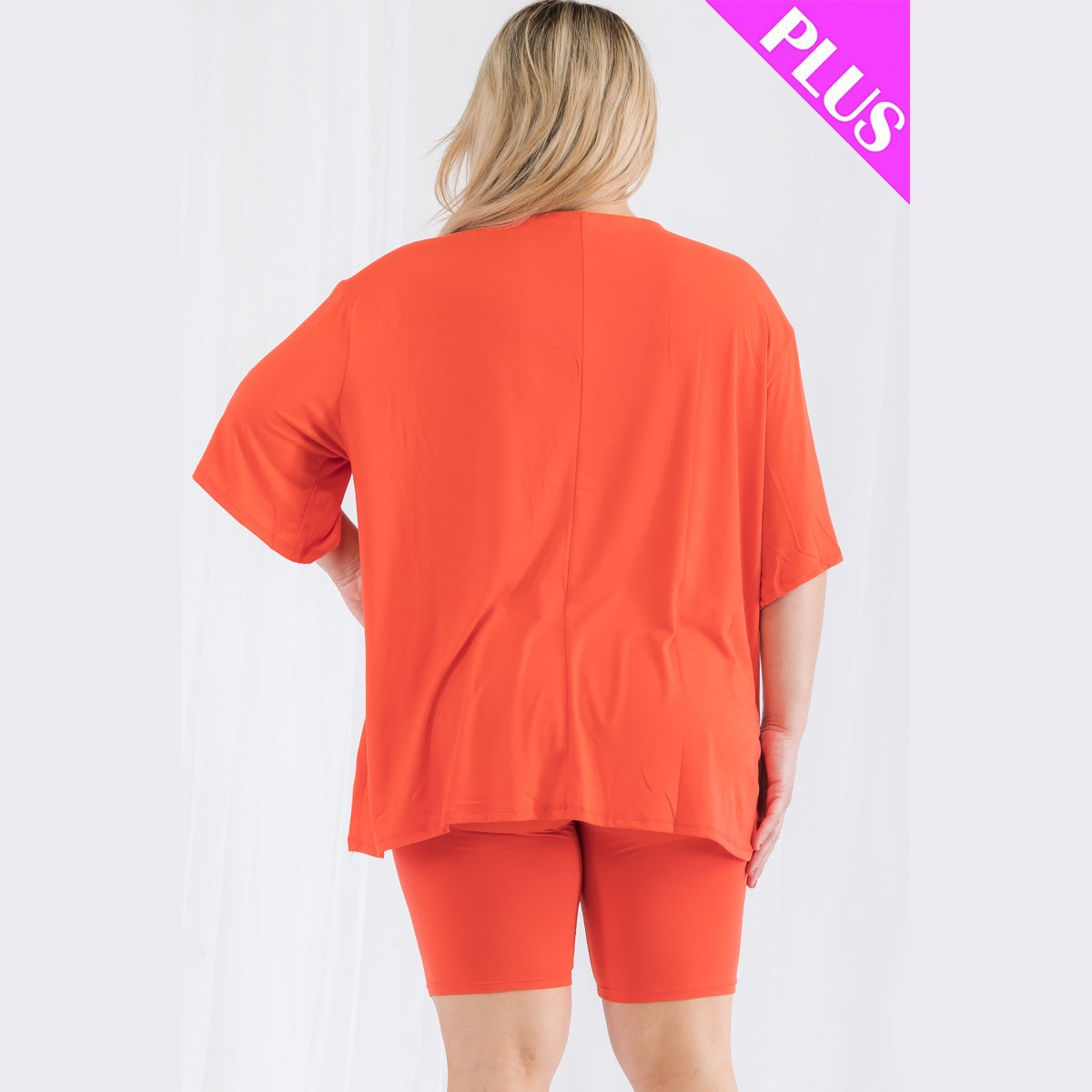 Plus Size Loose Fit Top Biker Shorts Set