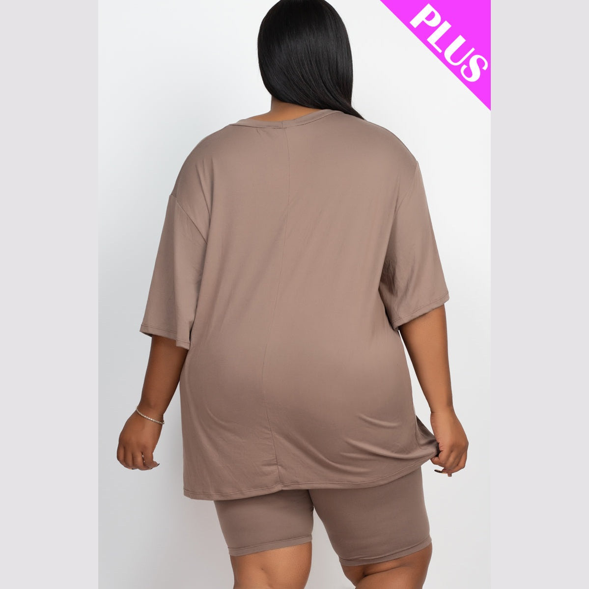 Plus Size Loose Fit Top Biker Shorts Set