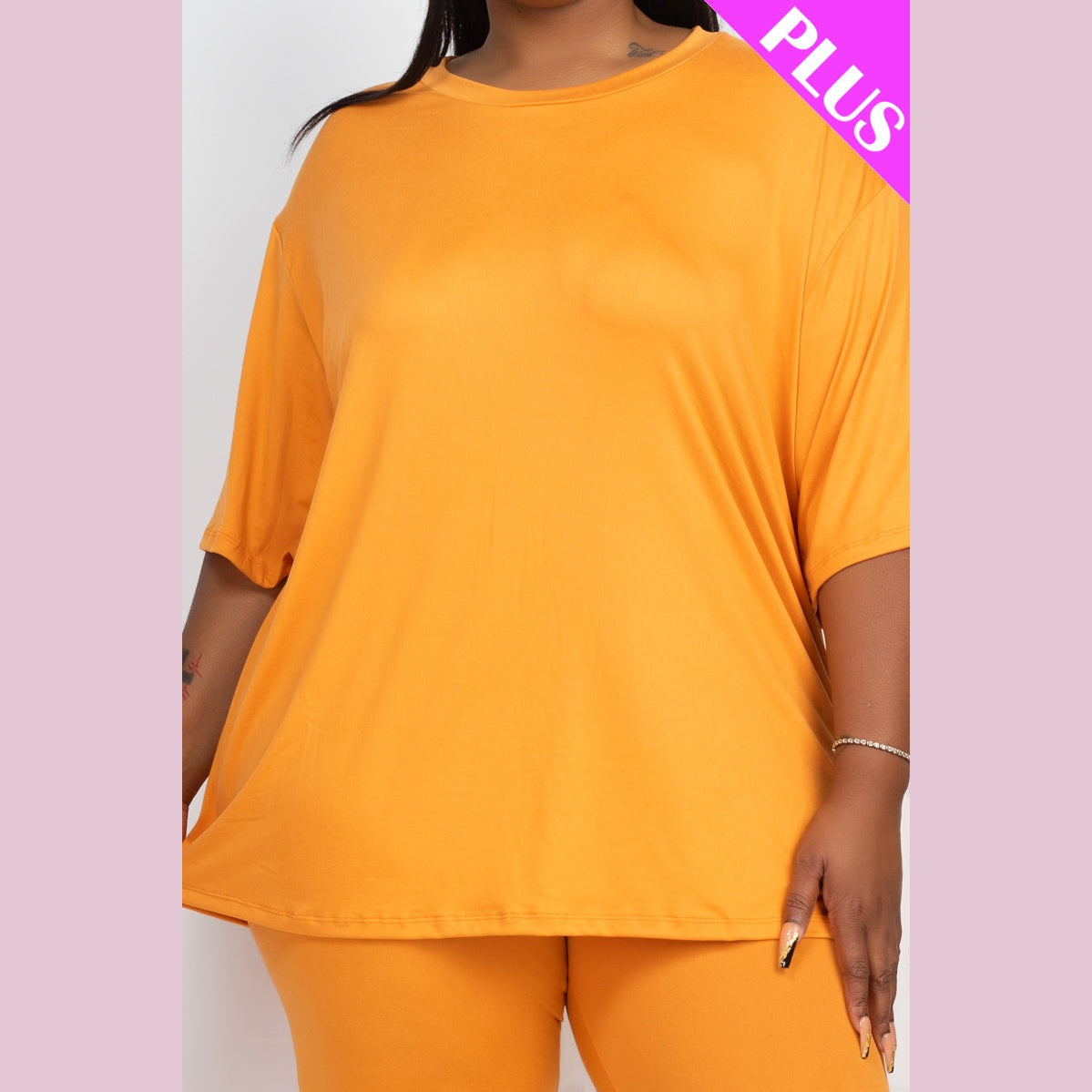 Plus Size Loose Fit Top Biker Shorts Set