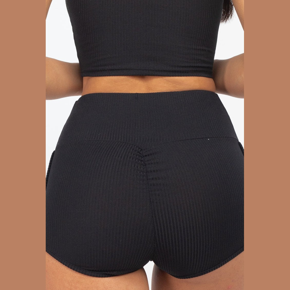 Ribbed Cami Crop Top & Ruched Shorts Set