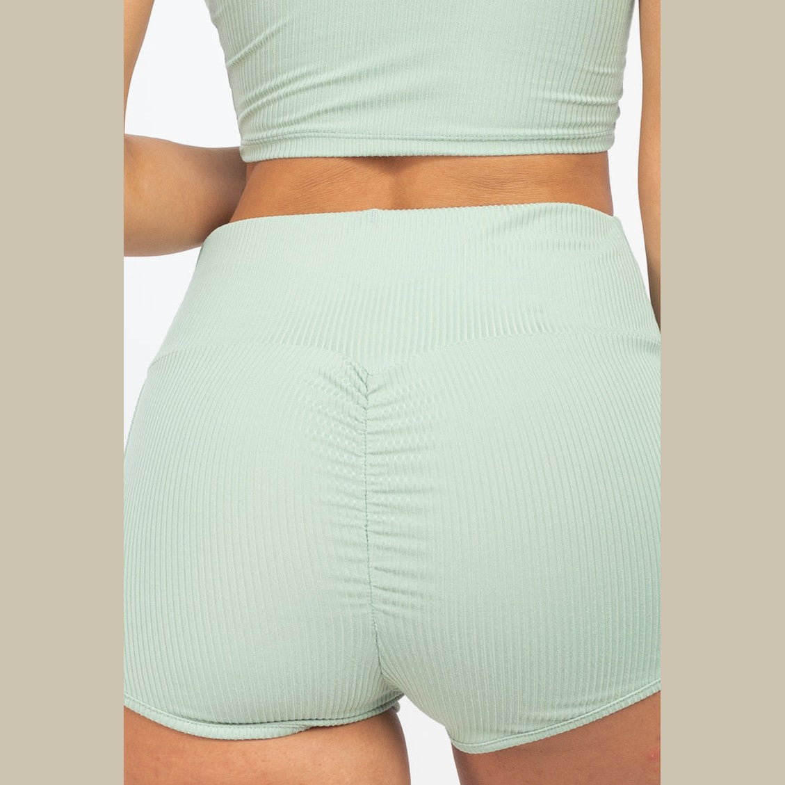 Ribbed Cami Crop Top & Ruched Shorts Set