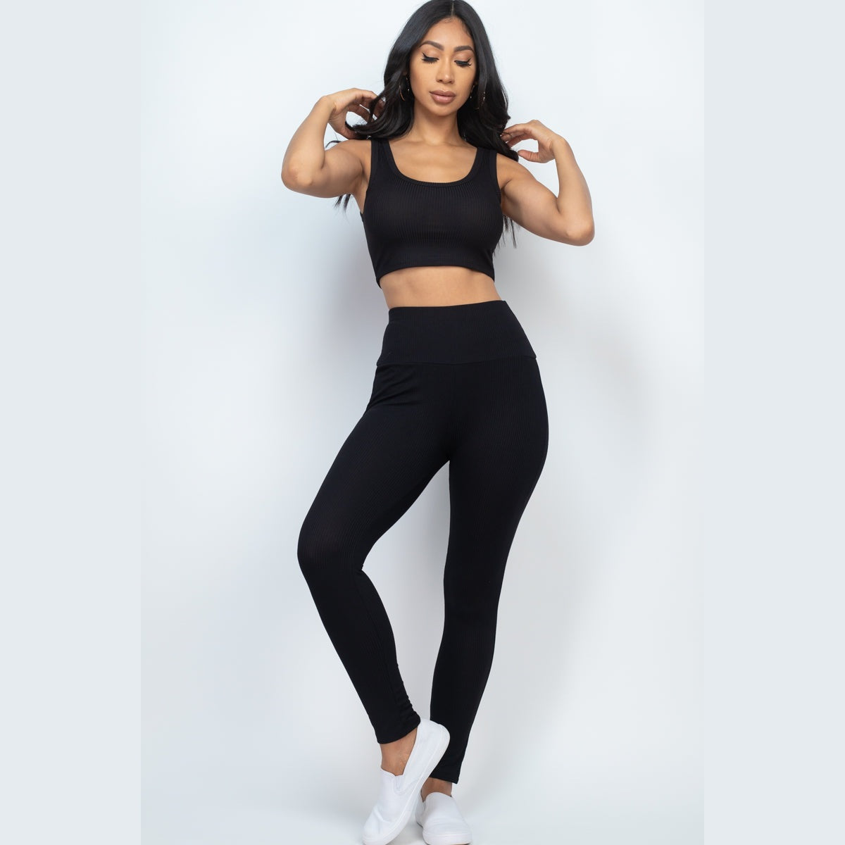 Ribbed Crop Top & Leggings Set