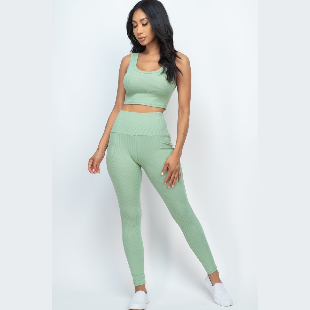 Ribbed Crop Top & Leggings Set