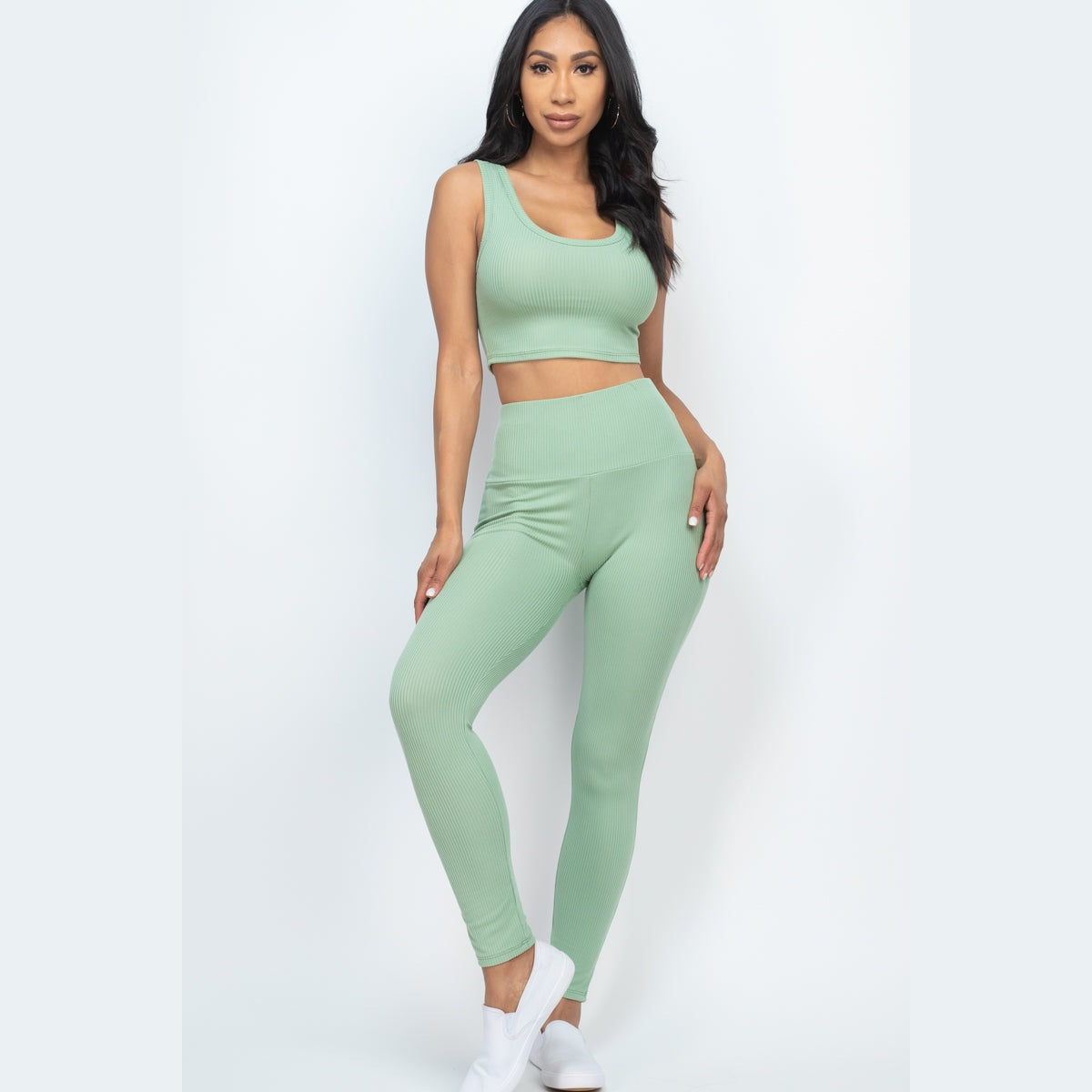 Ribbed Crop Top & Leggings Set
