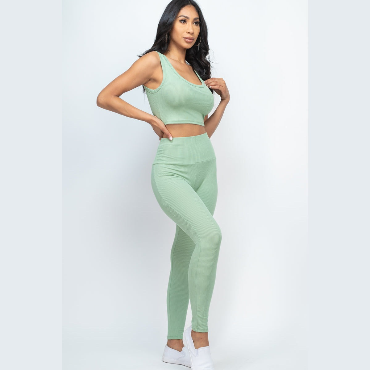 Ribbed Crop Top & Leggings Set
